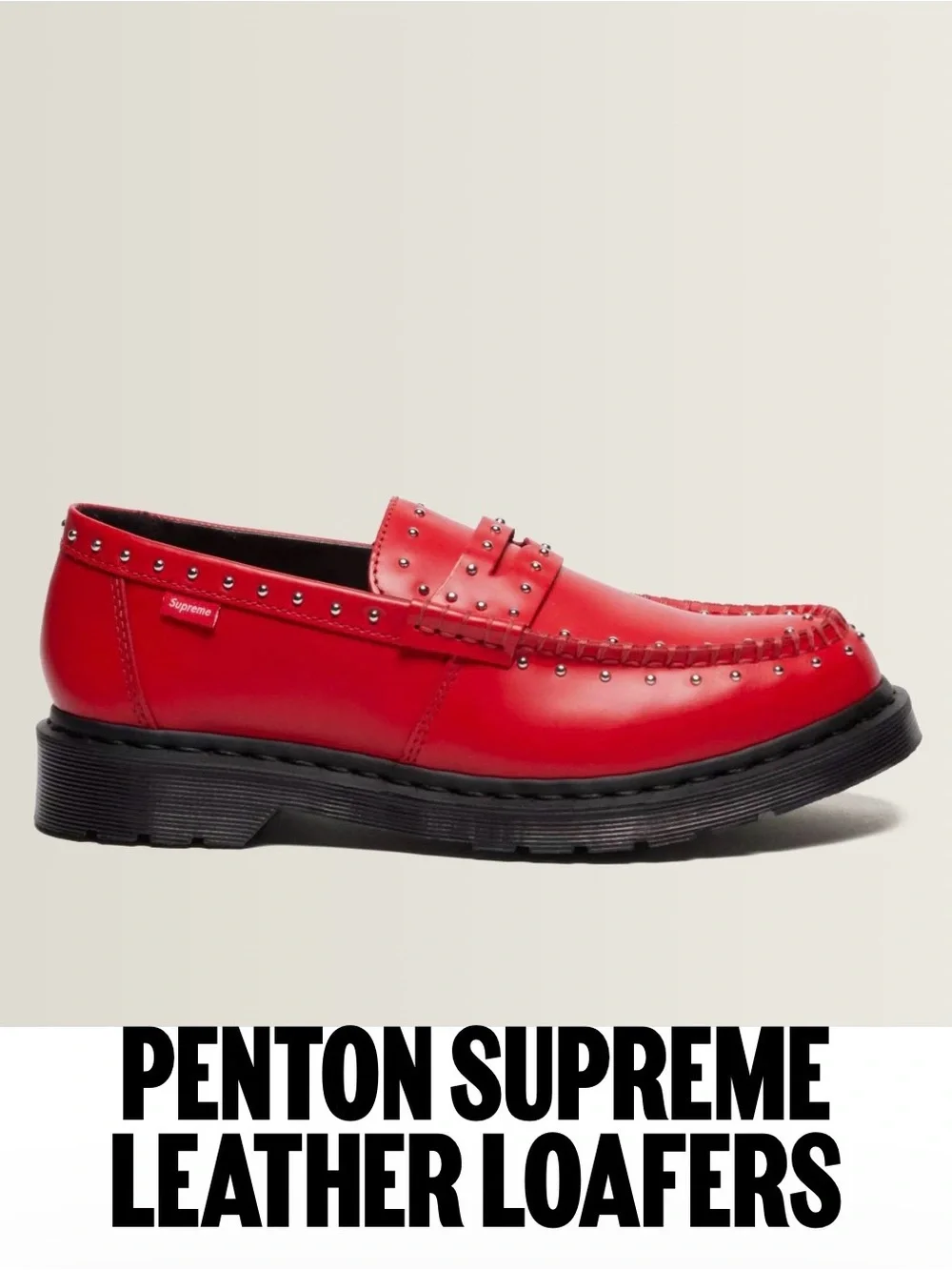 Dr. Martens x Supreme Red Studded Leather Penton Loafers